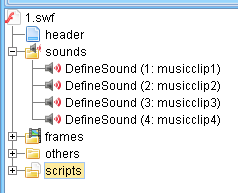 A single SWF file consisting of multiple audio streams [JPEXS FFDec GUI] 