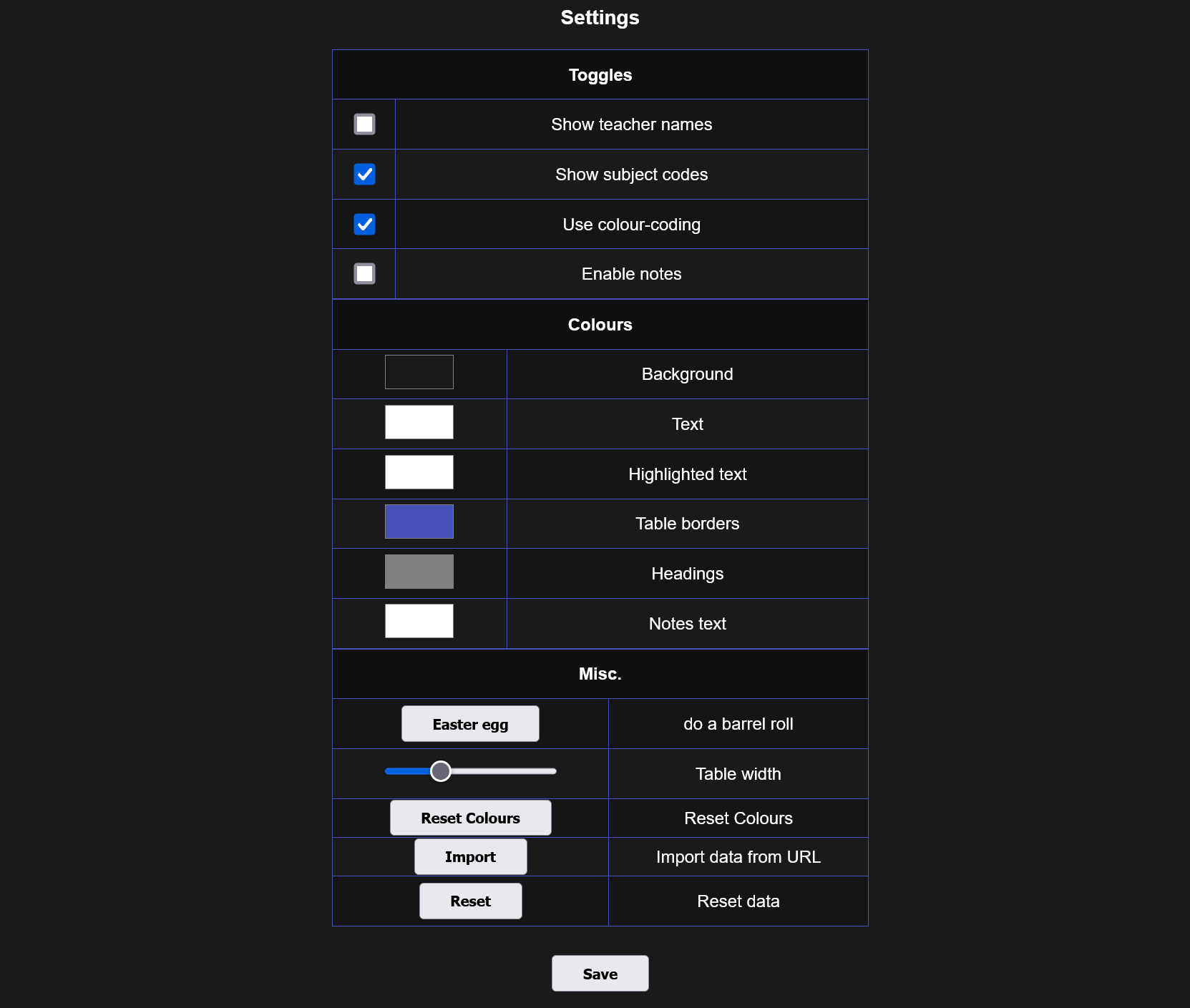 Application Settings